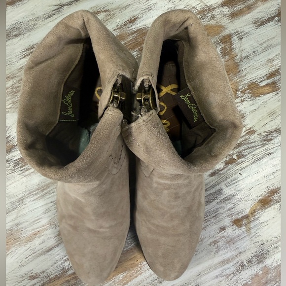 Sam Edelman Louie Western Fringe Suede Ankle Booties - Boho Beige - Picture 3 of 15